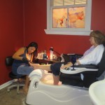 Paula relaxing during pedicure